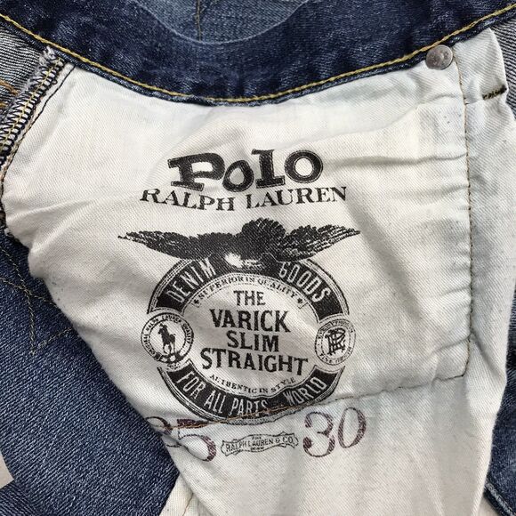 POLO Ralph Lauren Varick Jeans Men 35x30 Slim Straight Whisker Honeycomb Light - Picture 6 of 15